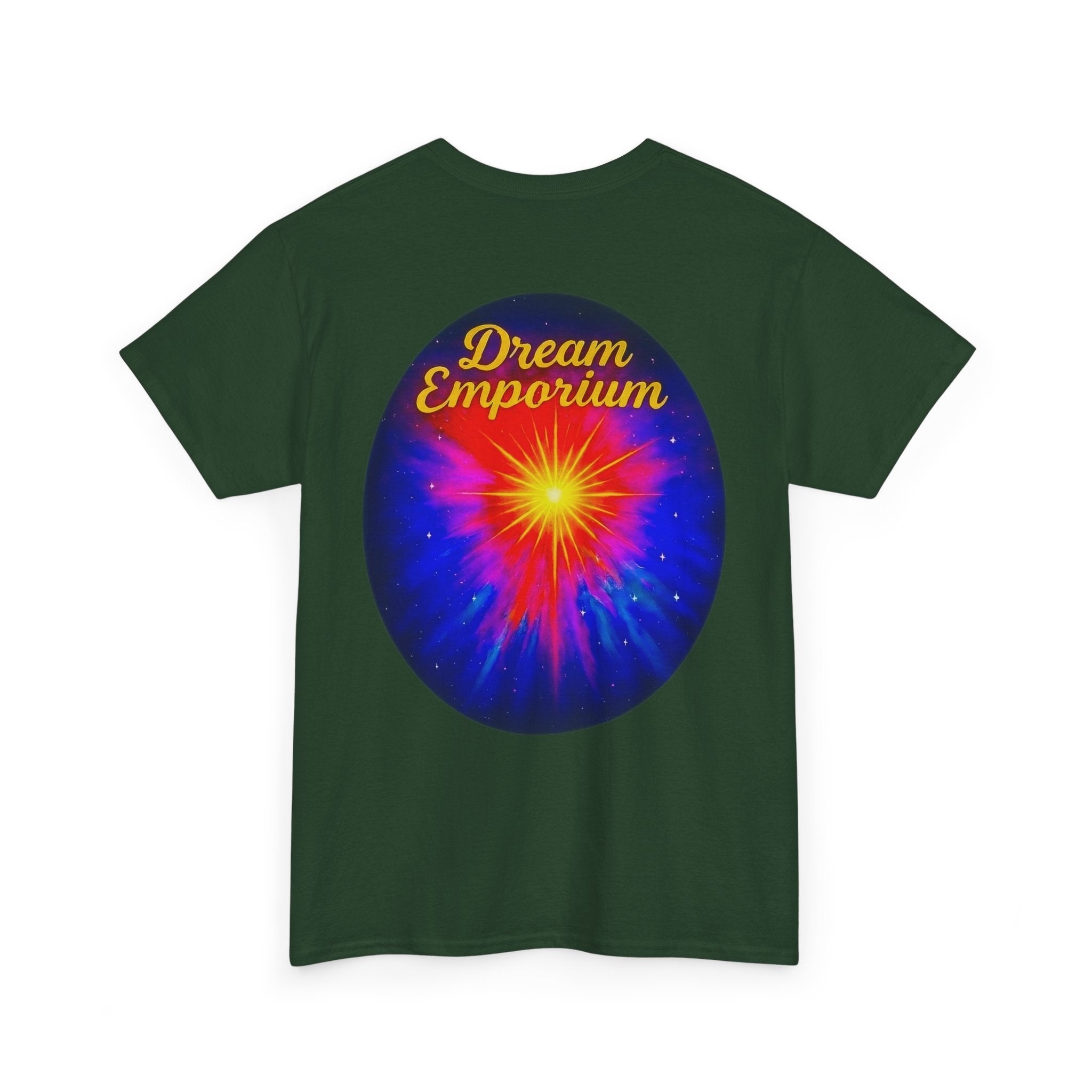 Dream Emporium – Back Printed Radiant Starburst Heavy Blend™ Cotton Tee,Inspirational and Motivational Apparel, Gift for Dreamers, Creative Expression Wear