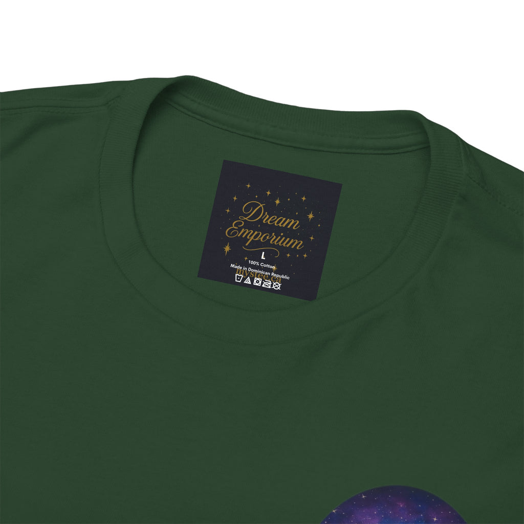 Dare to Dream Moon-Phase Tee – Golden Full Moon Back Print + Front Badge | Gildan 5000 Heavy Cotton, Inspirational and Motivational Apparel, Gift for Dreamers, Creative Expression Wear