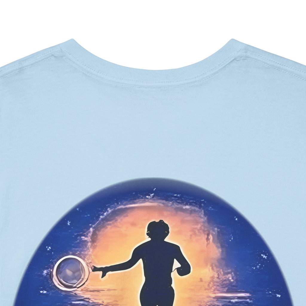 Chase Your Dreams – Sunrise Silhouette Back Printed Heavy Cotton Tee, Inspirational and Motivational Apparel, Gift for Dreamers, Creative Expression Wear