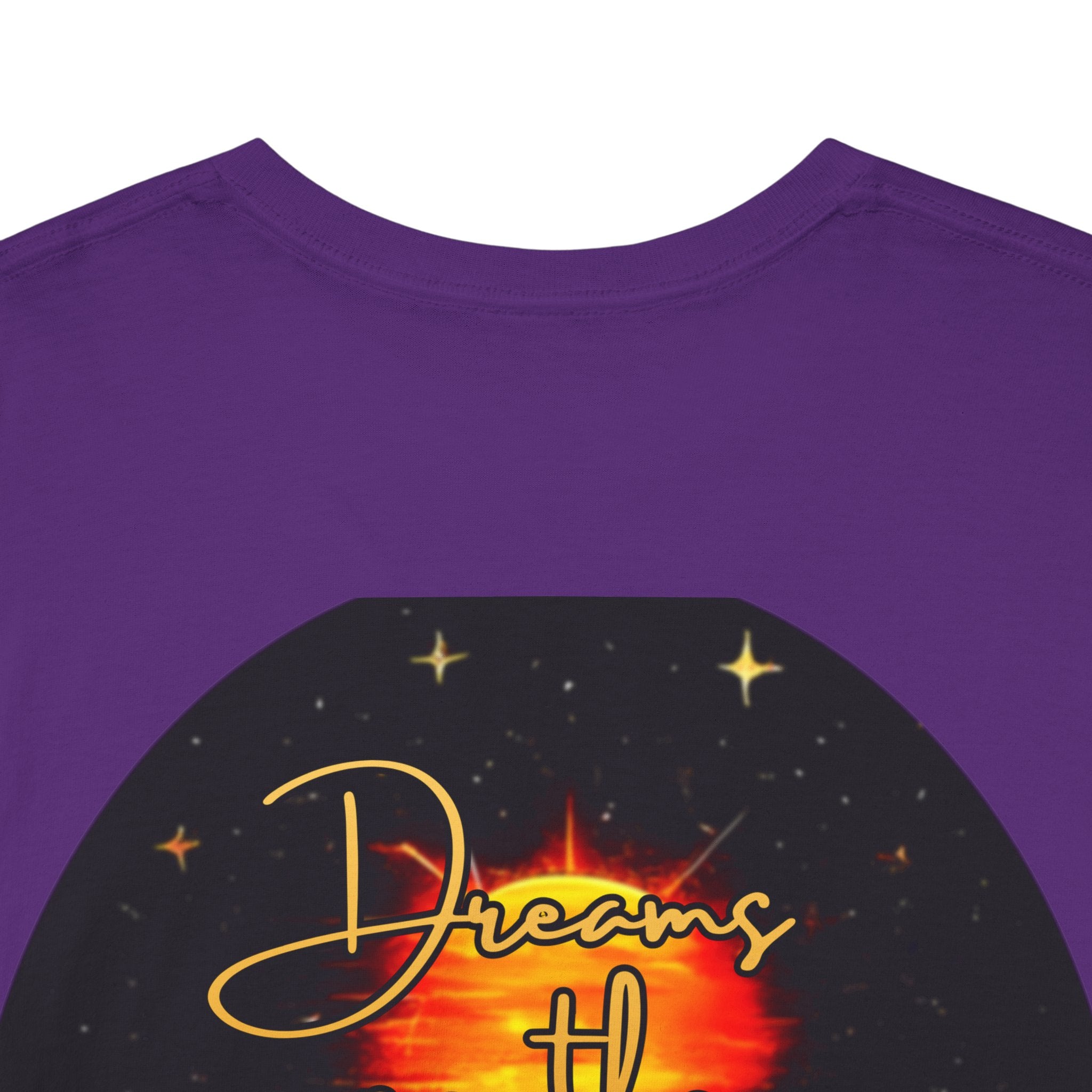 Dreams on the Horizon – Sunrise Back-Print Heavy Cotton Tee, Inspirational and Motivational Apparel, Gift for Dreamers, Creative Expression Wear