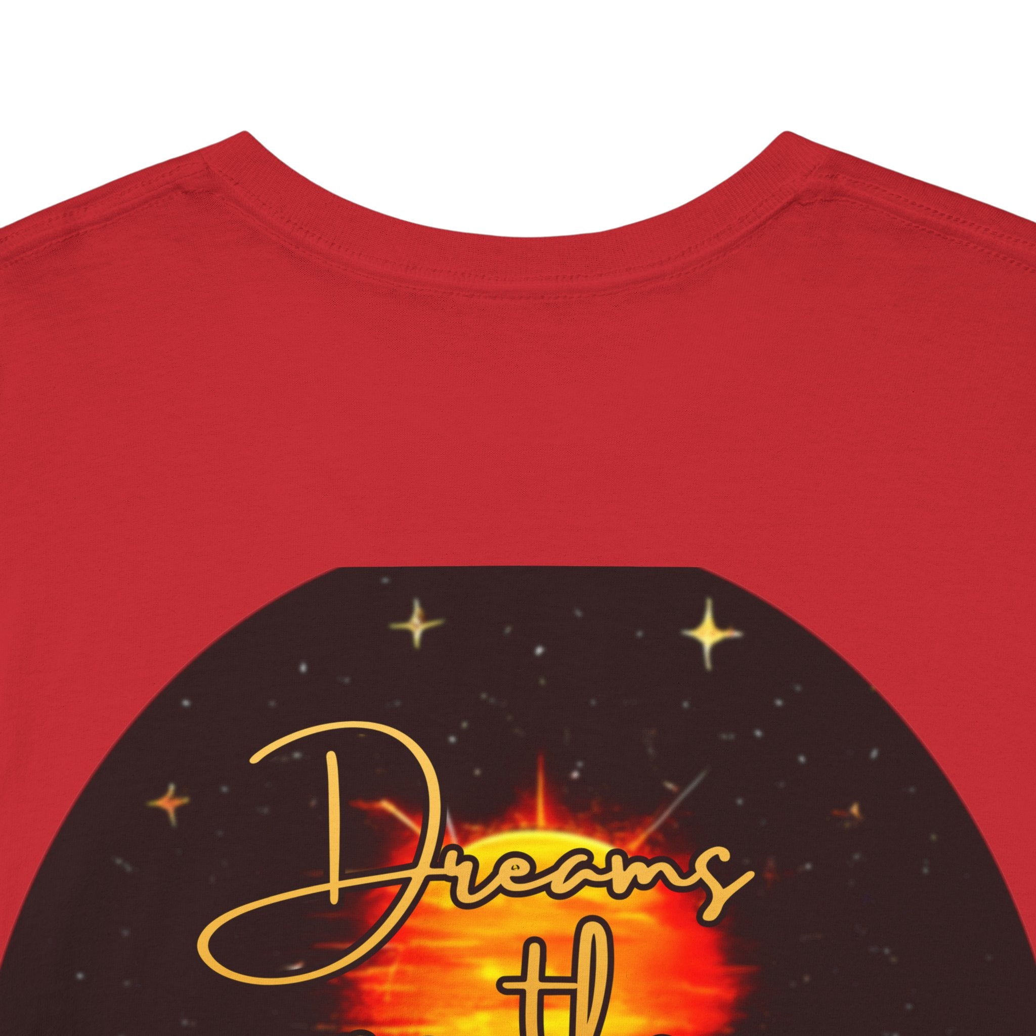 Dreams on the Horizon – Sunrise Back-Print Heavy Cotton Tee, Inspirational and Motivational Apparel, Gift for Dreamers, Creative Expression Wear