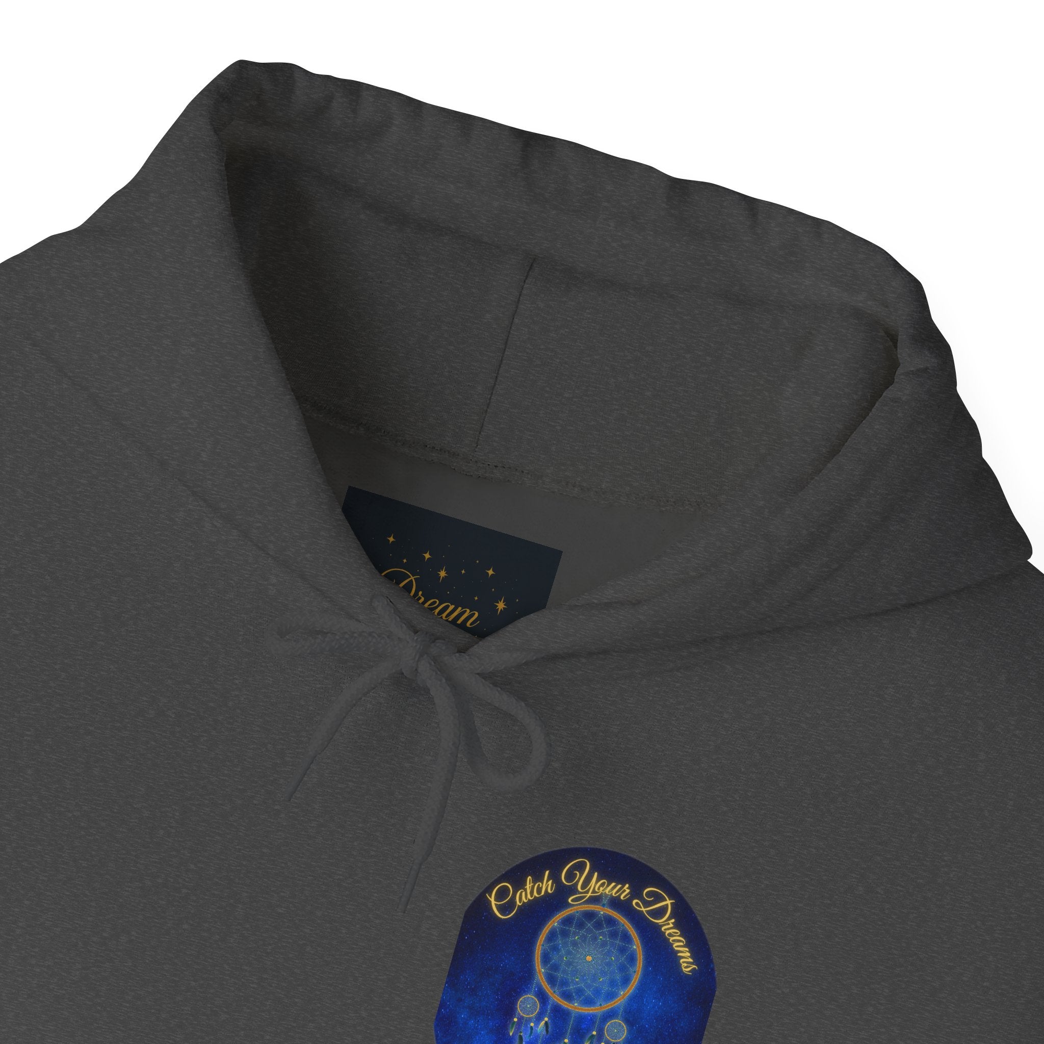 Catch Your Dream – Dreamcatcher Back Print Hooded Sweatshirt, Inspirational and Motivational Apparel, Gift for Dreamers, Creative Expression Wear