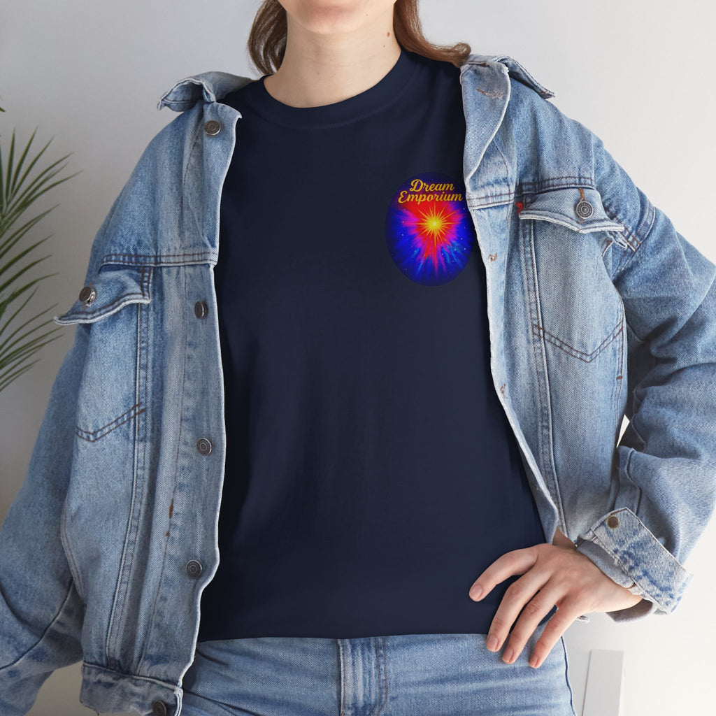 Dream Emporium – Back Printed Radiant Starburst Heavy Blend™ Cotton Tee,Inspirational and Motivational Apparel, Gift for Dreamers, Creative Expression Wear
