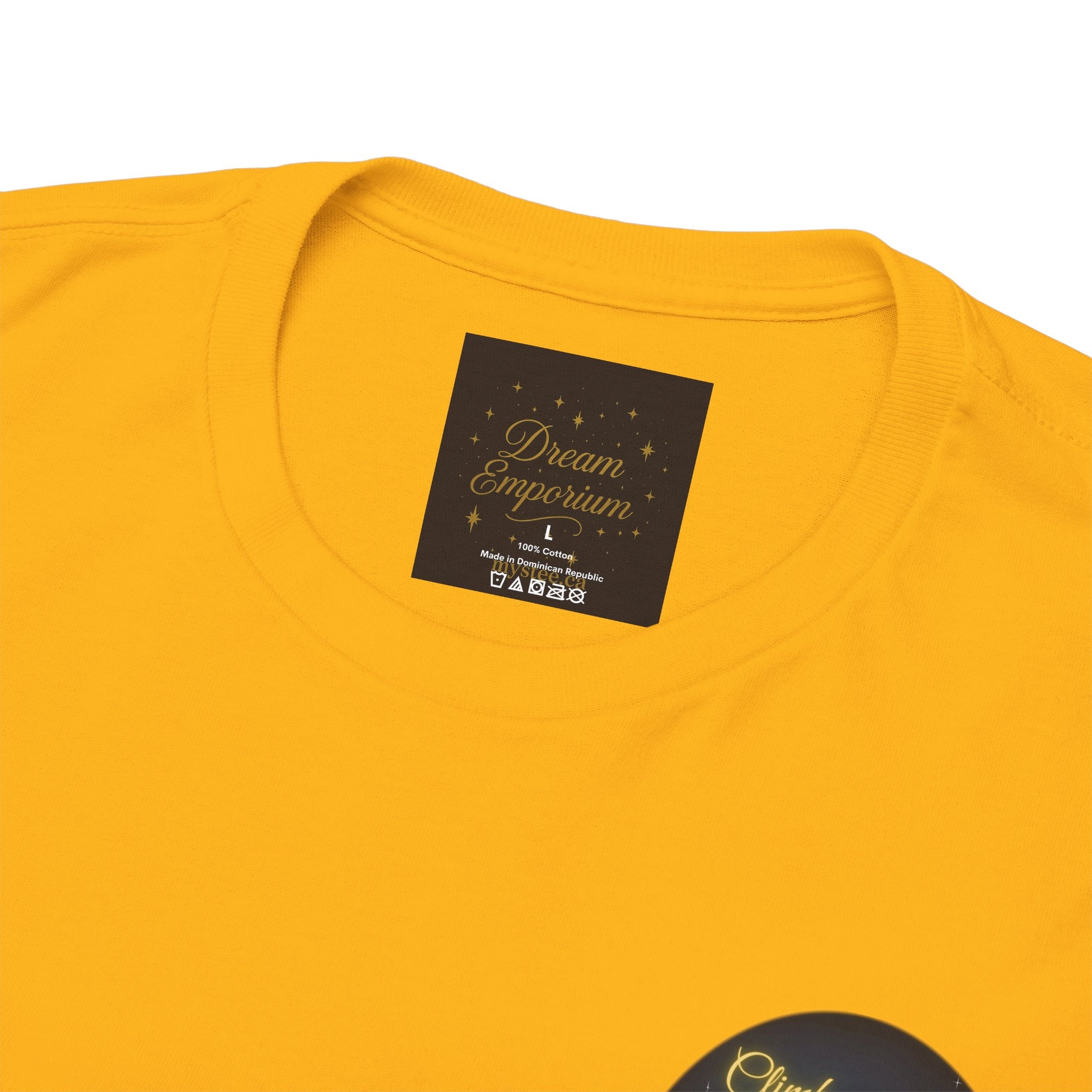 Climb To Your Dreams – Starry Night Ladder Back-Print Tee + Front Badge | Gildan 5000, Inspirational and Motivational Apparel, Gift for Dreamers, Creative Expression Wear