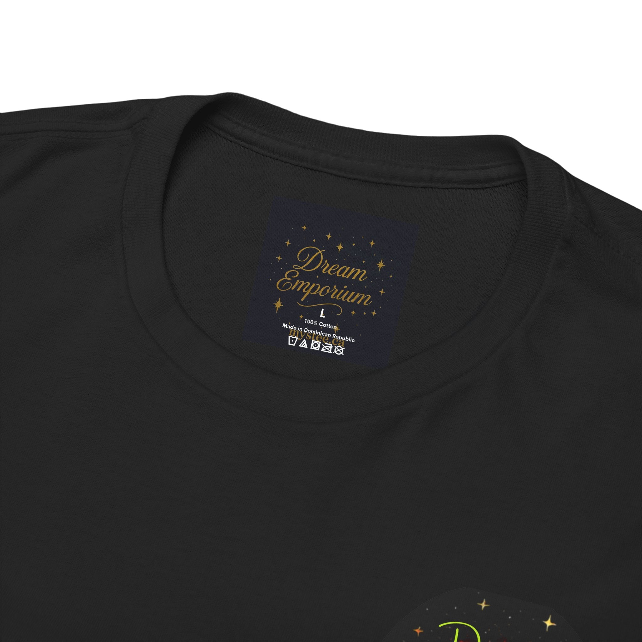 Dreams on the Horizon (Lemongrass) – Sunrise Back-Print Heavy Cotton Tee, Inspirational and Motivational Apparel, Gift for Dreamers, Creative Expression Wear