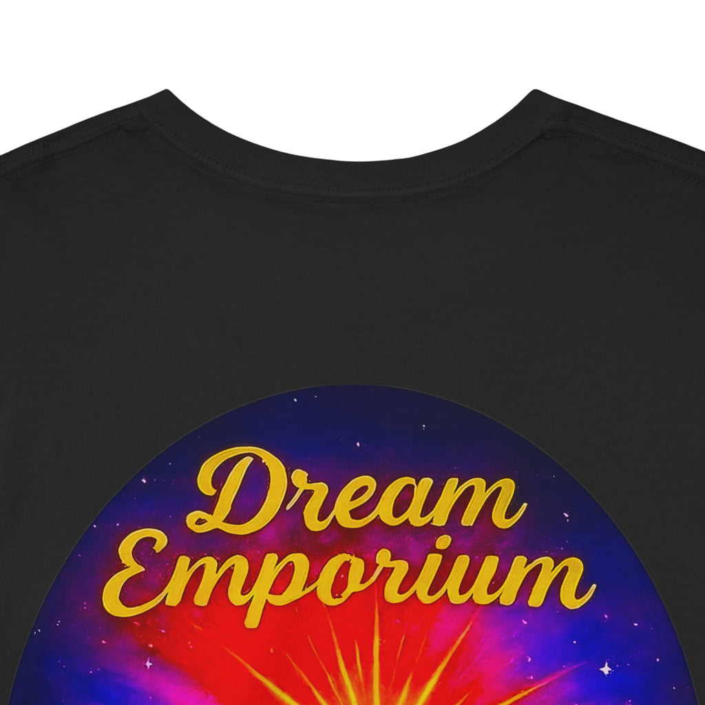 Dream Emporium – Back Printed Radiant Starburst Heavy Blend™ Cotton Tee,Inspirational and Motivational Apparel, Gift for Dreamers, Creative Expression Wear