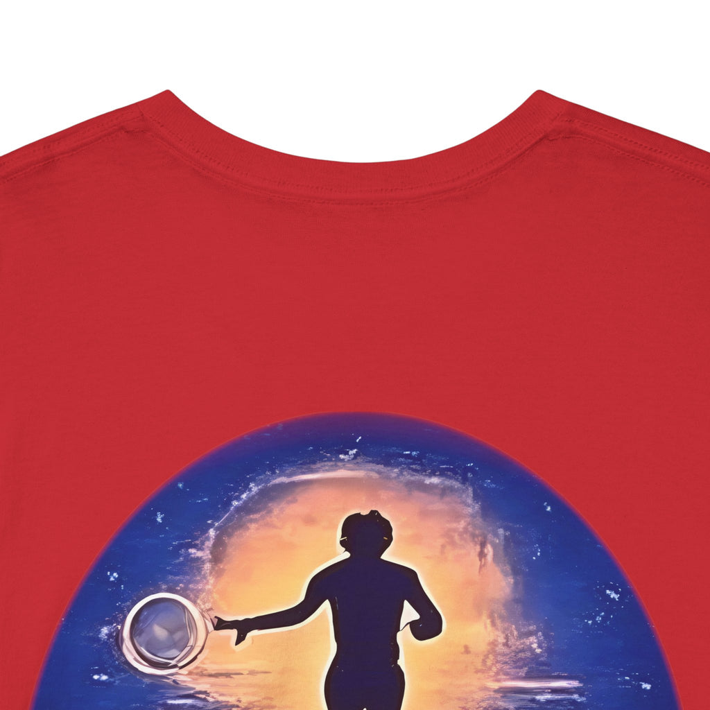 Chase Your Dreams – Sunrise Silhouette Back Printed Heavy Cotton Tee, Inspirational and Motivational Apparel, Gift for Dreamers, Creative Expression Wear
