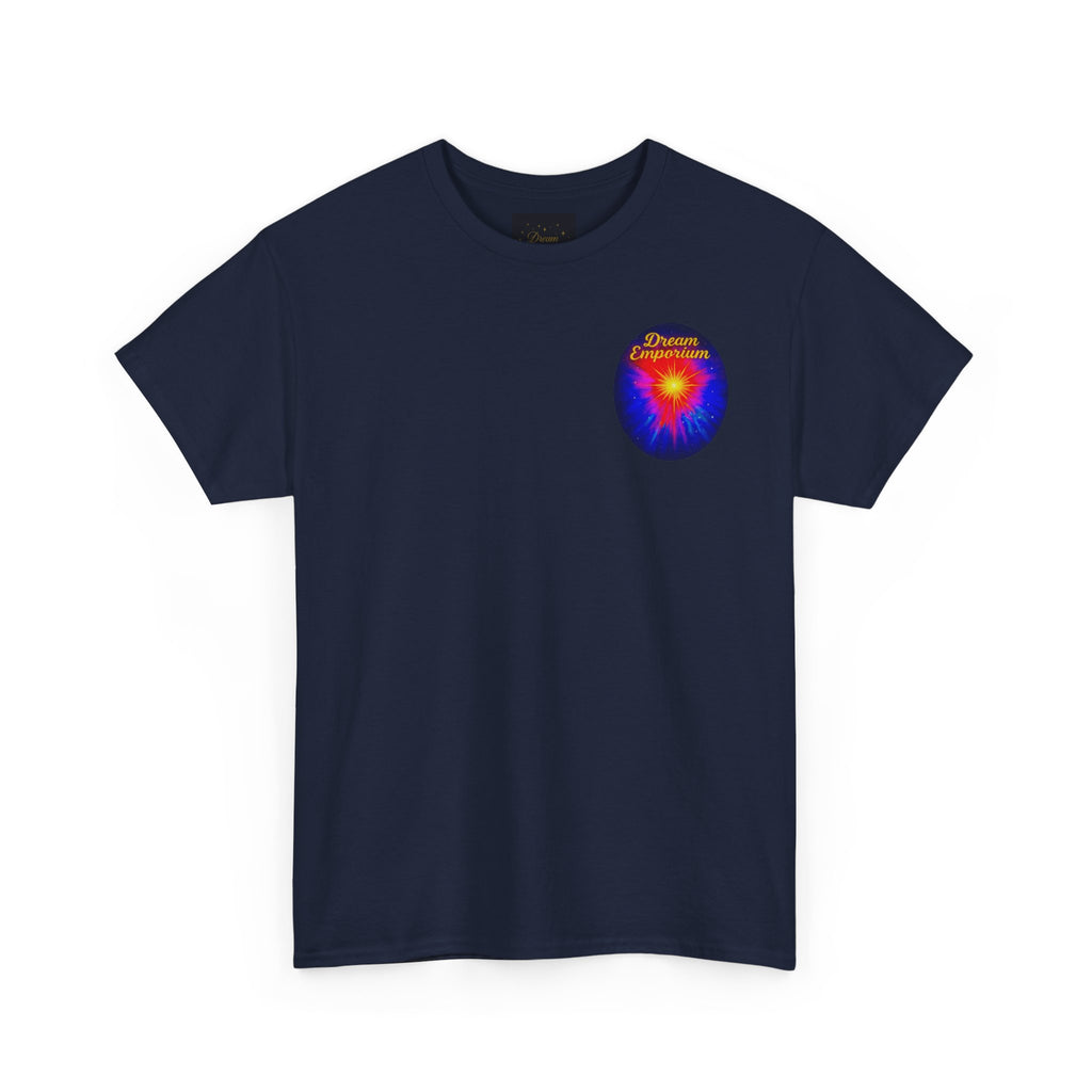 Dream Emporium – Back Printed Radiant Starburst Heavy Blend™ Cotton Tee,Inspirational and Motivational Apparel, Gift for Dreamers, Creative Expression Wear