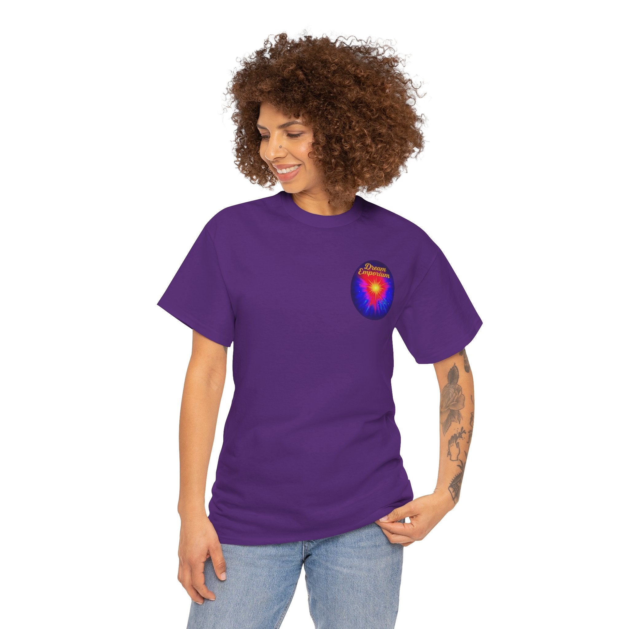 Dream Emporium – Back Printed Radiant Starburst Heavy Blend™ Cotton Tee,Inspirational and Motivational Apparel, Gift for Dreamers, Creative Expression Wear